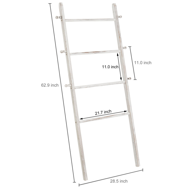 Gracie Oaks 62.9'' Tall Solid Wood 4 Bar Blanket Ladder Wayfair